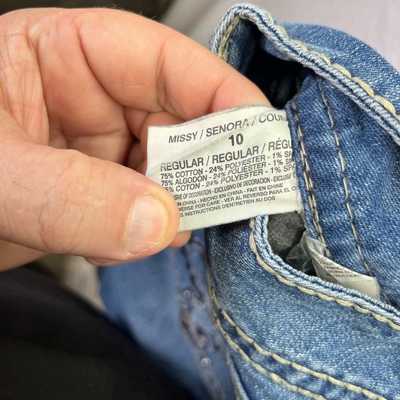 Nine West Flap Pocket Straight Leg Jeans Womens 10 Blue Denim Wide stitch 2561 - Picture 5 of 11